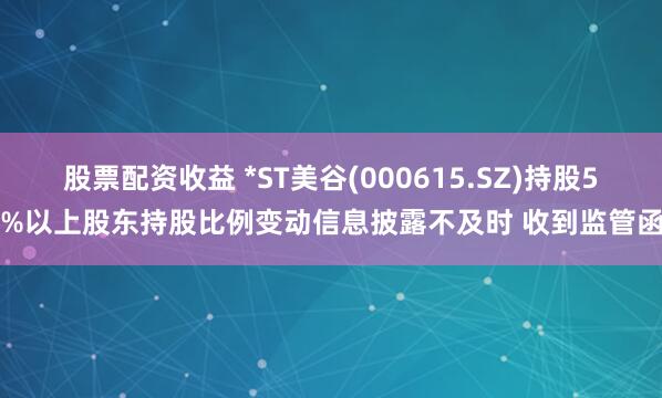 股票配资收益 *ST美谷(000615.SZ)持股5%以上股东持股比例变动信息披露不及时 收到监管函